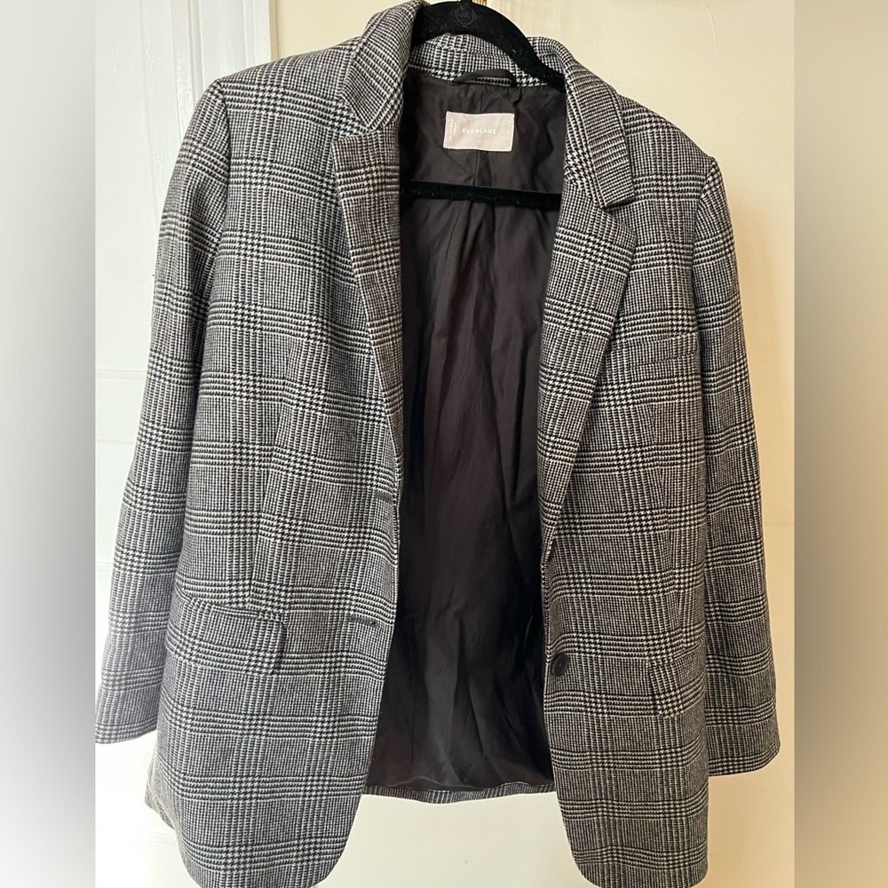 everlane wool blazer in check pattern size 6